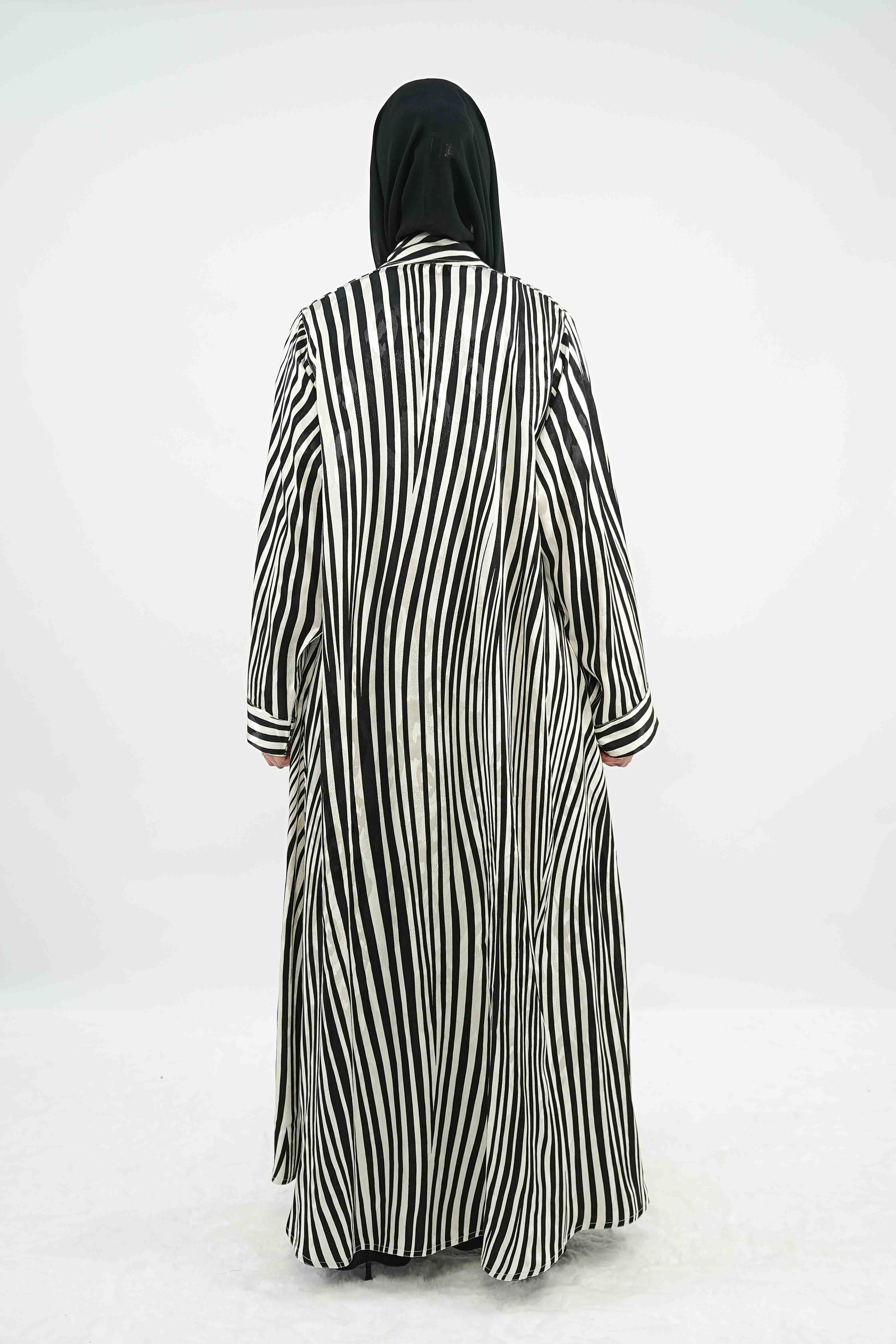 BE Monochrome Stripe Abaya 036 BE