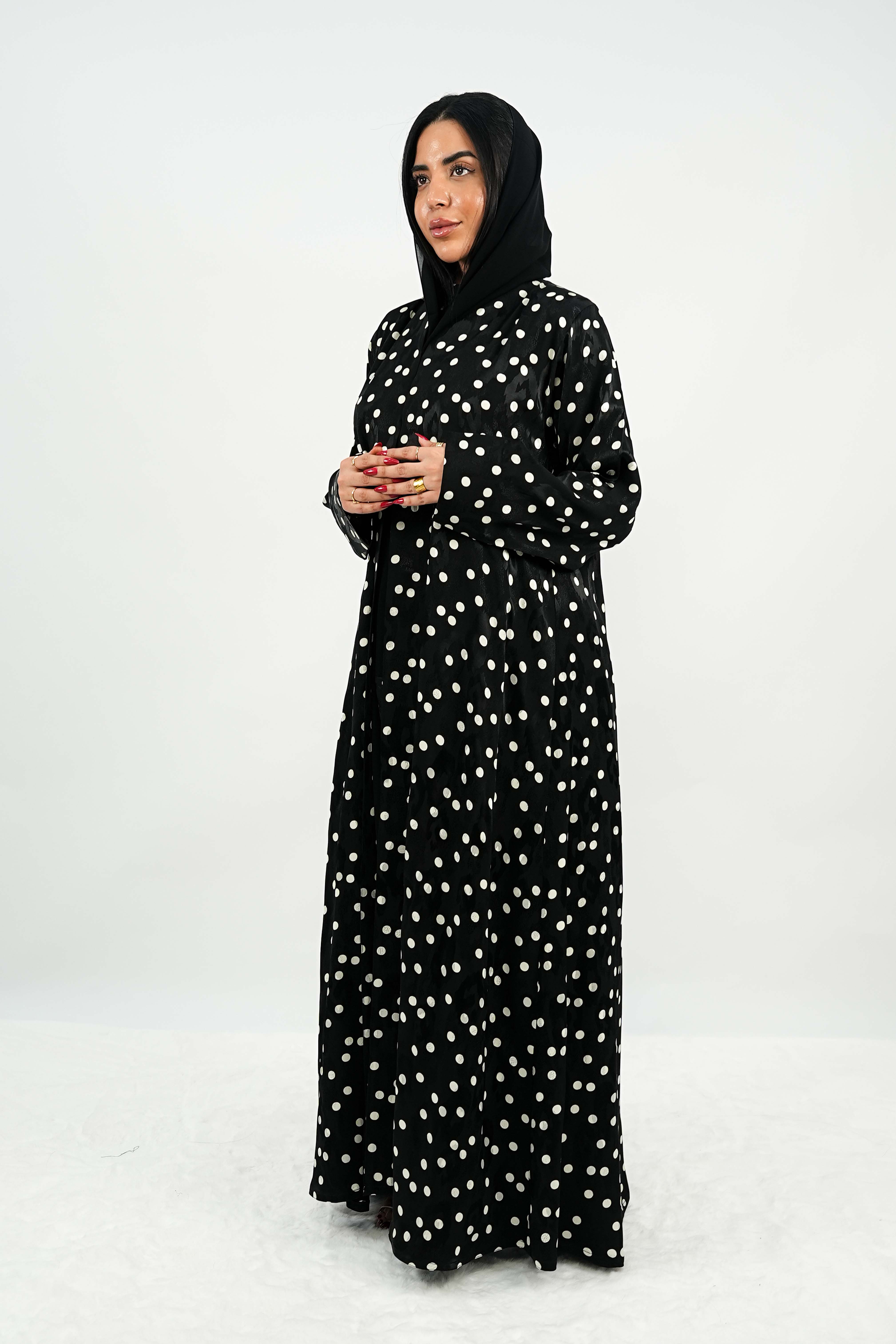 BE Retro Polka Jacquard Abaya 028 BE