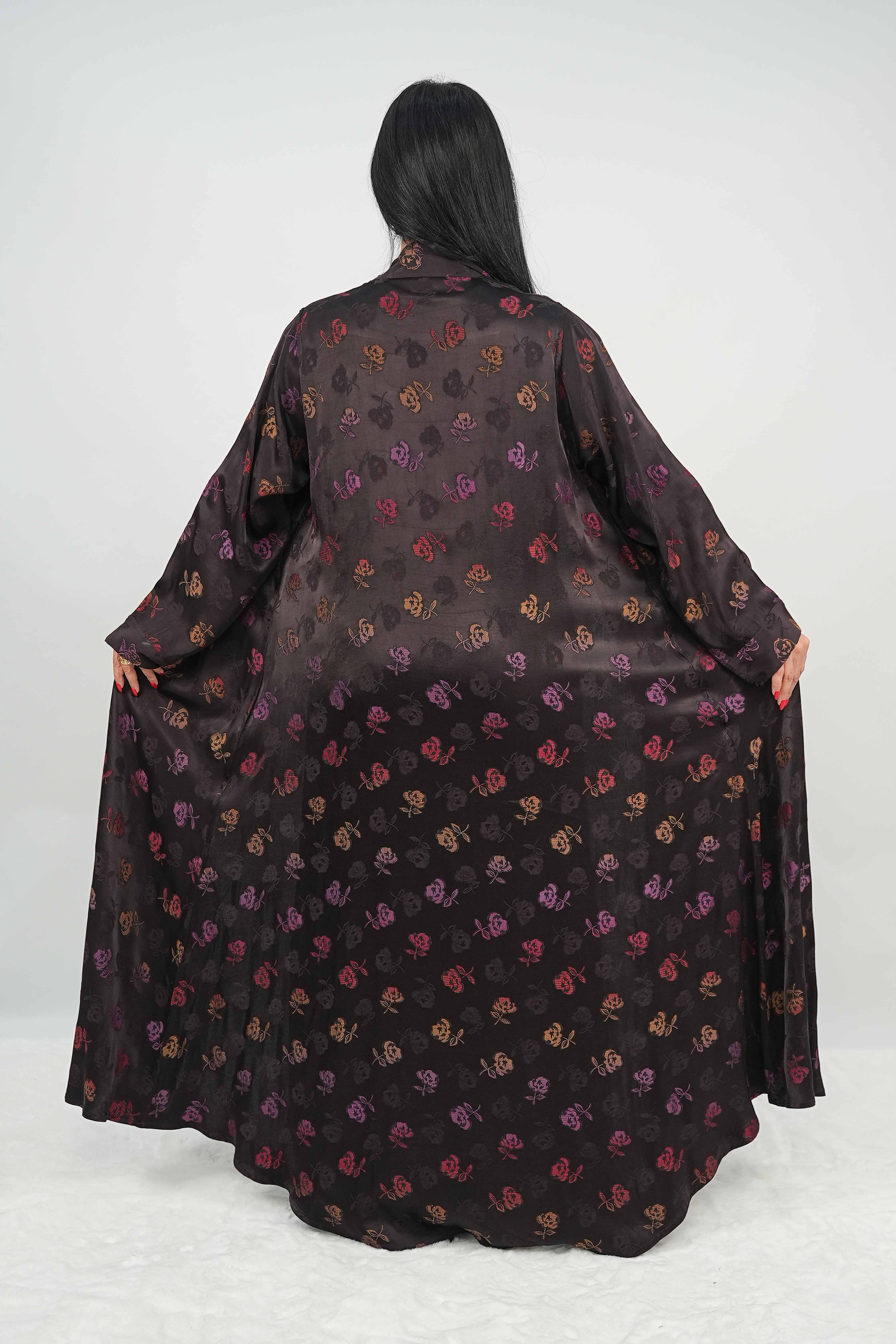 BE Multicolored Floral Jacquard Abaya 032 BE