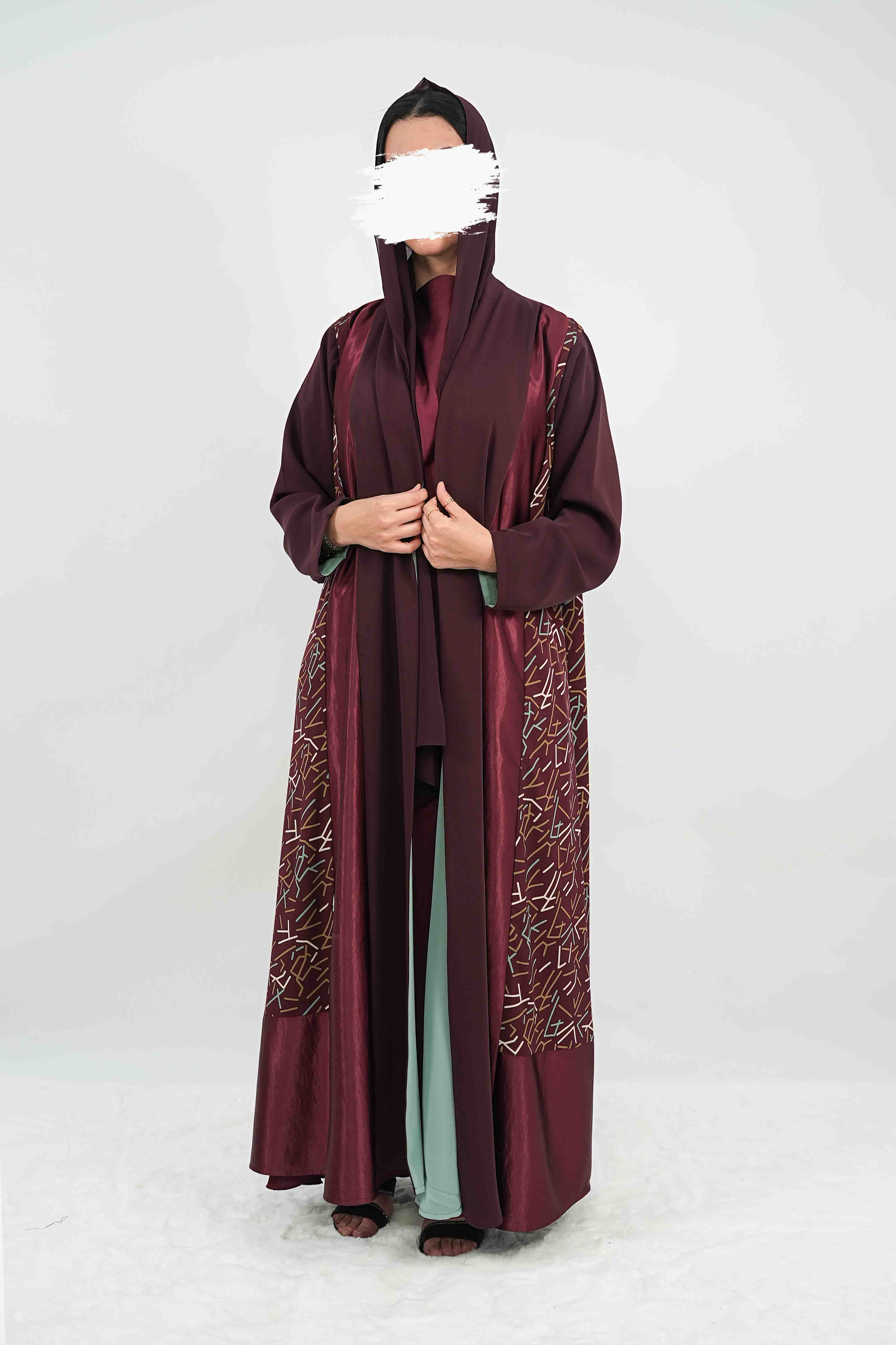 BE Maroon Mosaic Abaya 035 BE