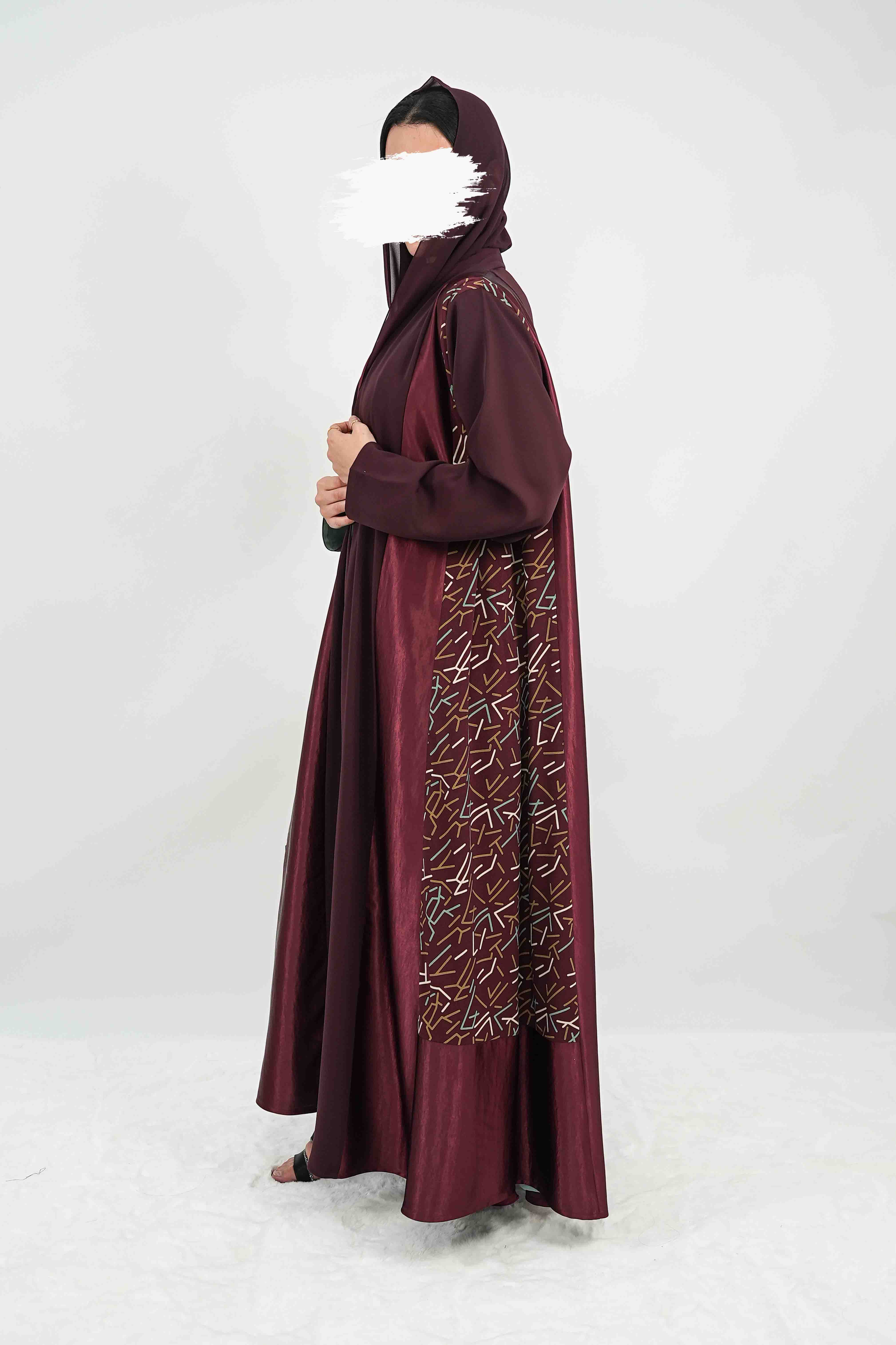 BE Maroon Mosaic Abaya 035 BE