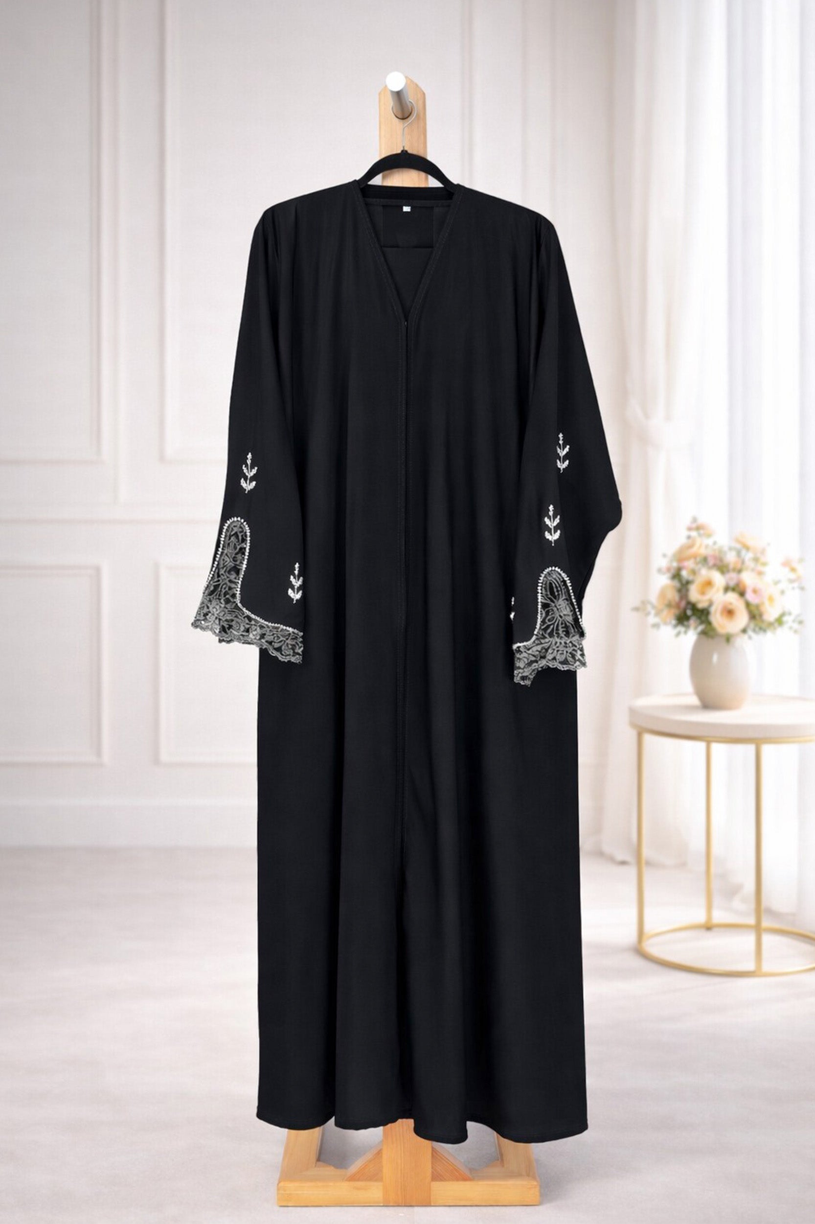 Lace-Trimmed Bell Sleeves