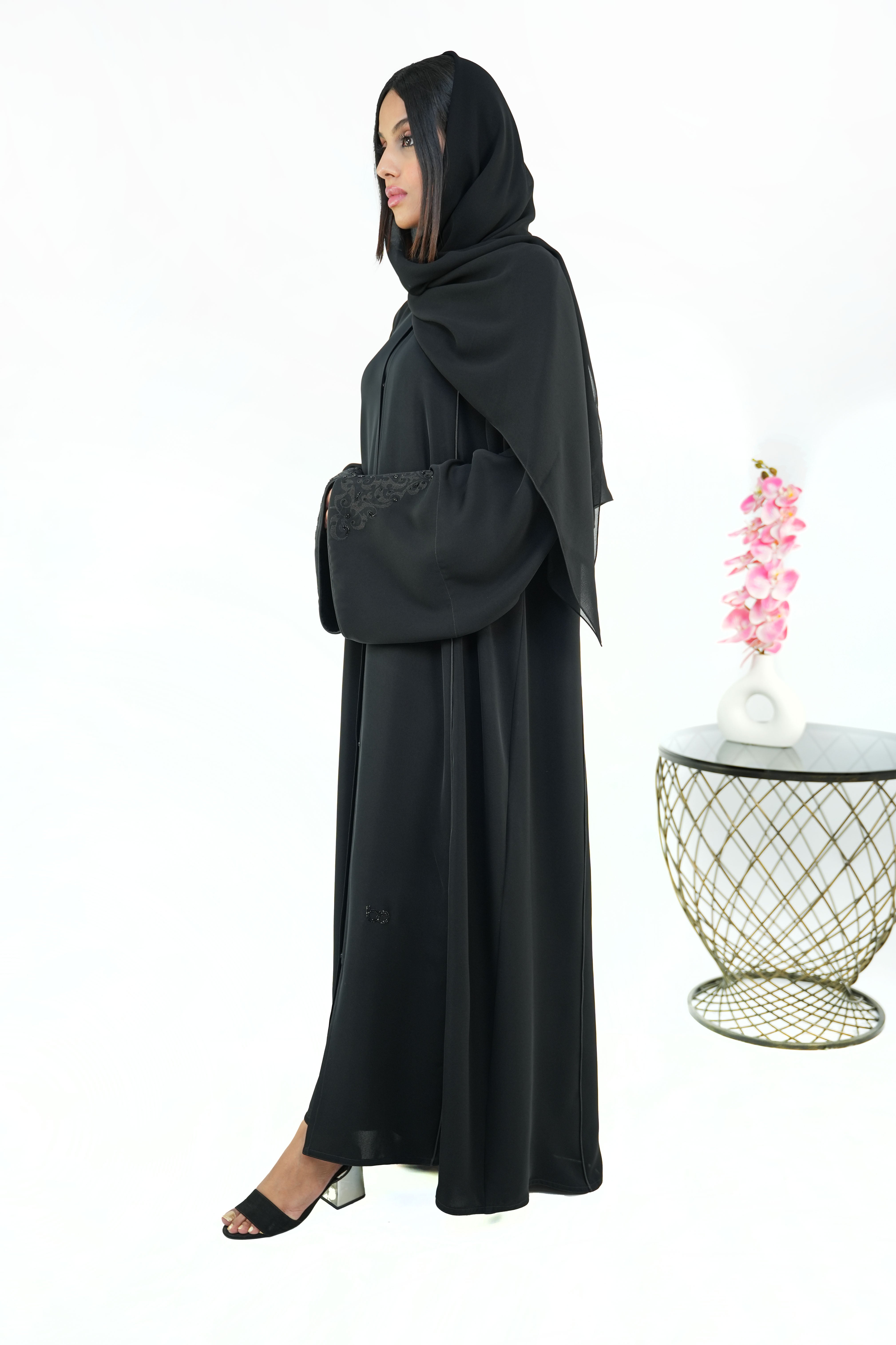 BE Embroidered-Sleeve Abaya 025 BE