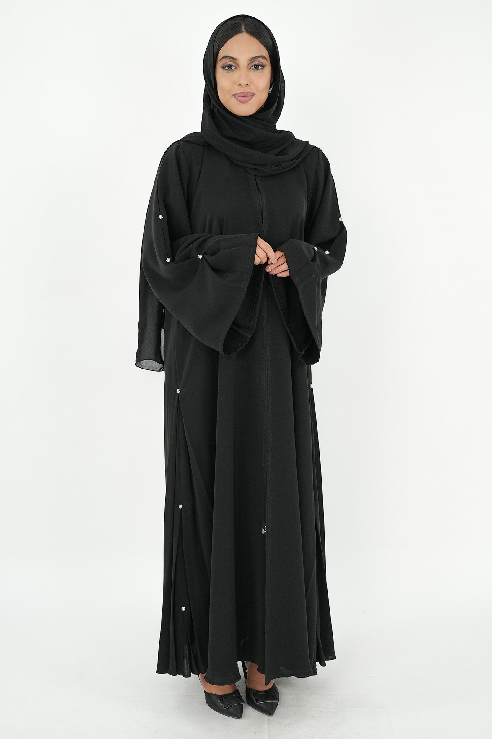 BE Crystal Button Abaya BE