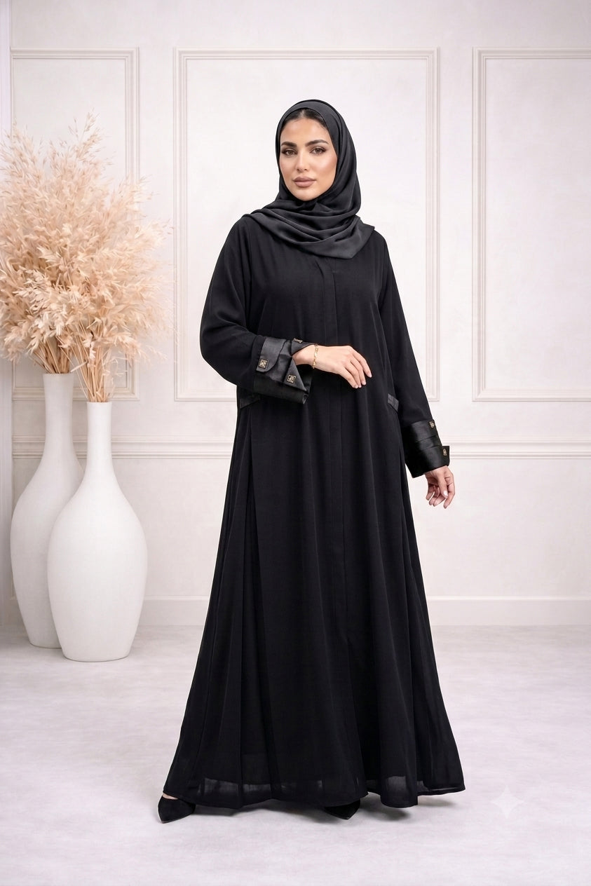 BE Maroon-Cuff Silhouette Abaya 020 BE