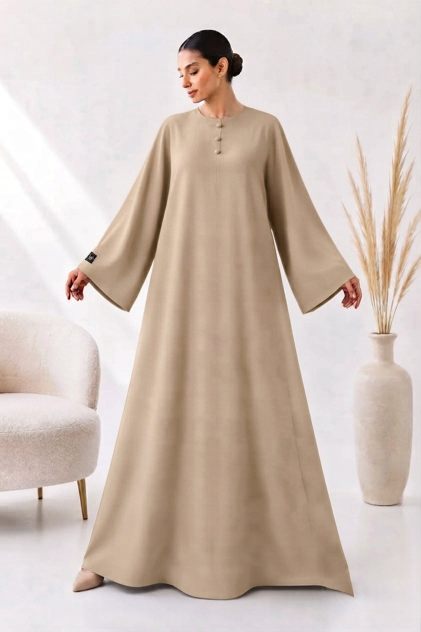 BE Buttoned Crew-Neck Color Abaya 024 BE