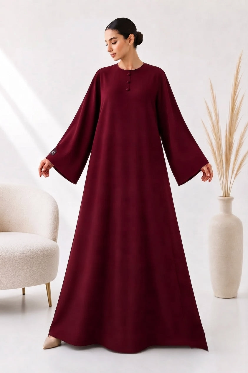 BE Buttoned Crew-Neck Color Abaya 024 BE