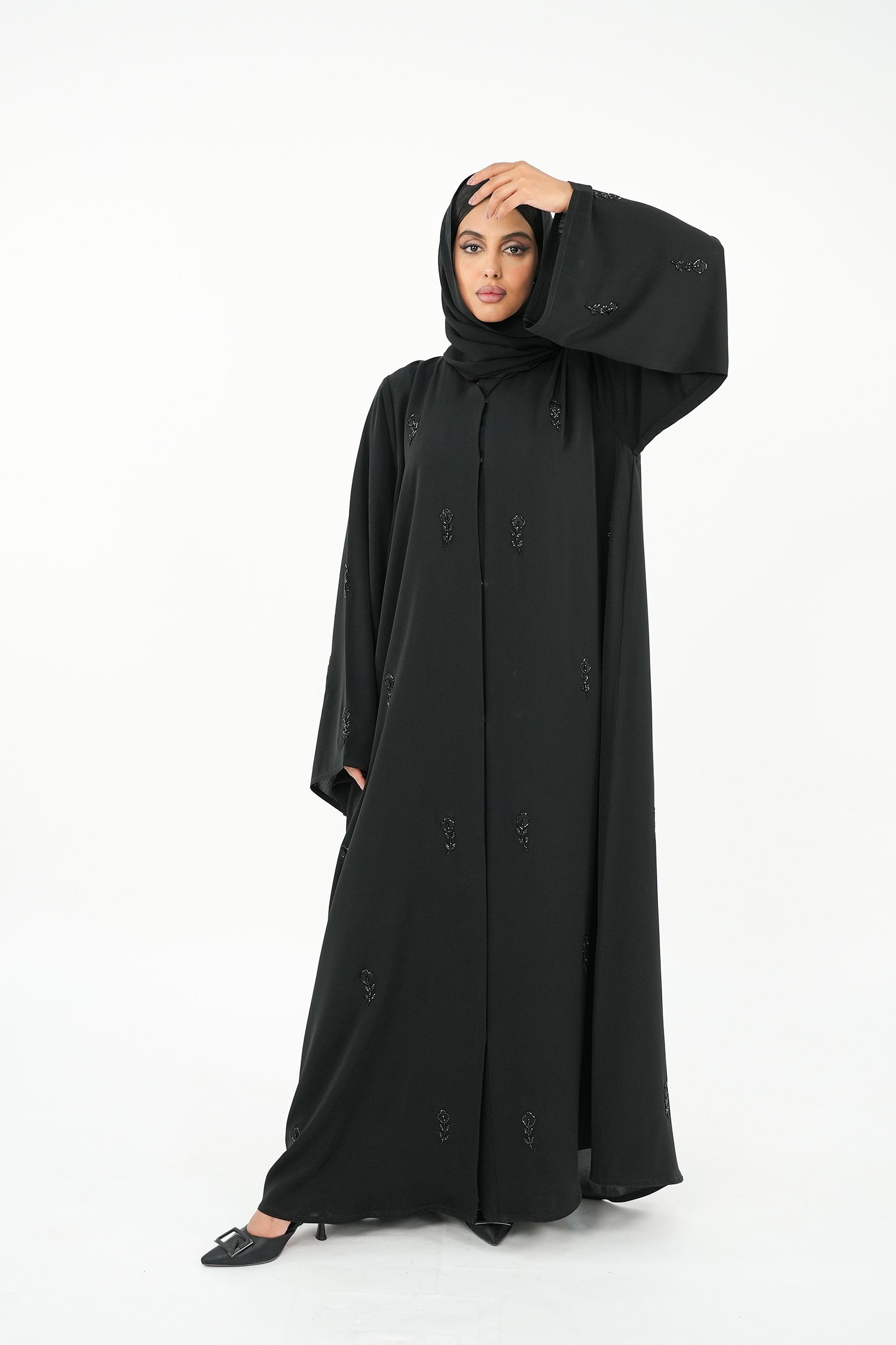 Scattered Hand Embroidery Abaya