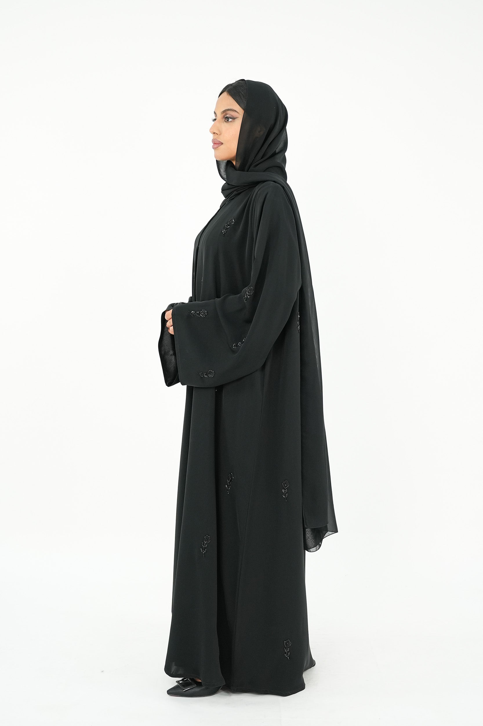 Scattered Hand Embroidery Abaya