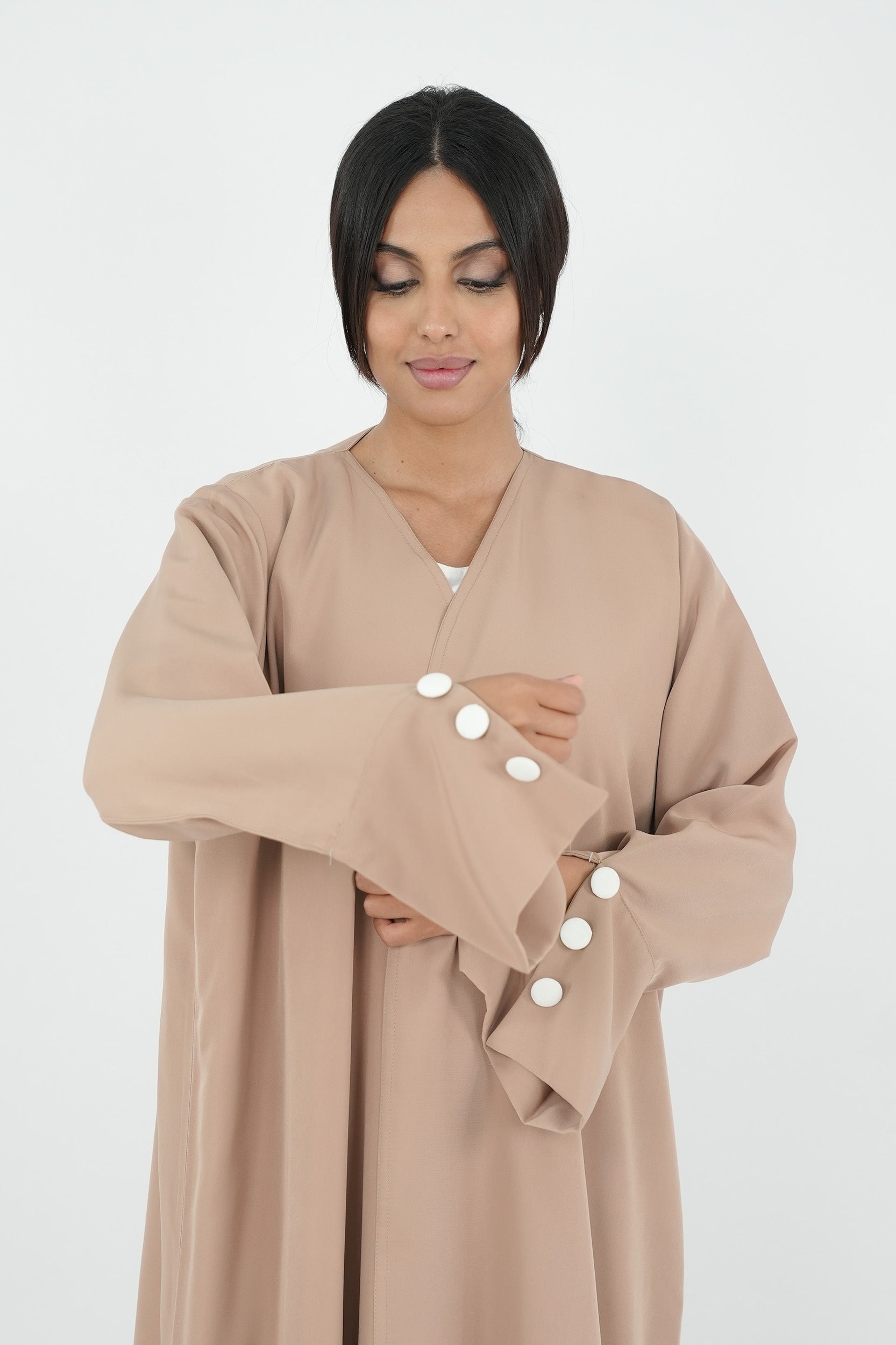 Latte Button-Cuff Abaya