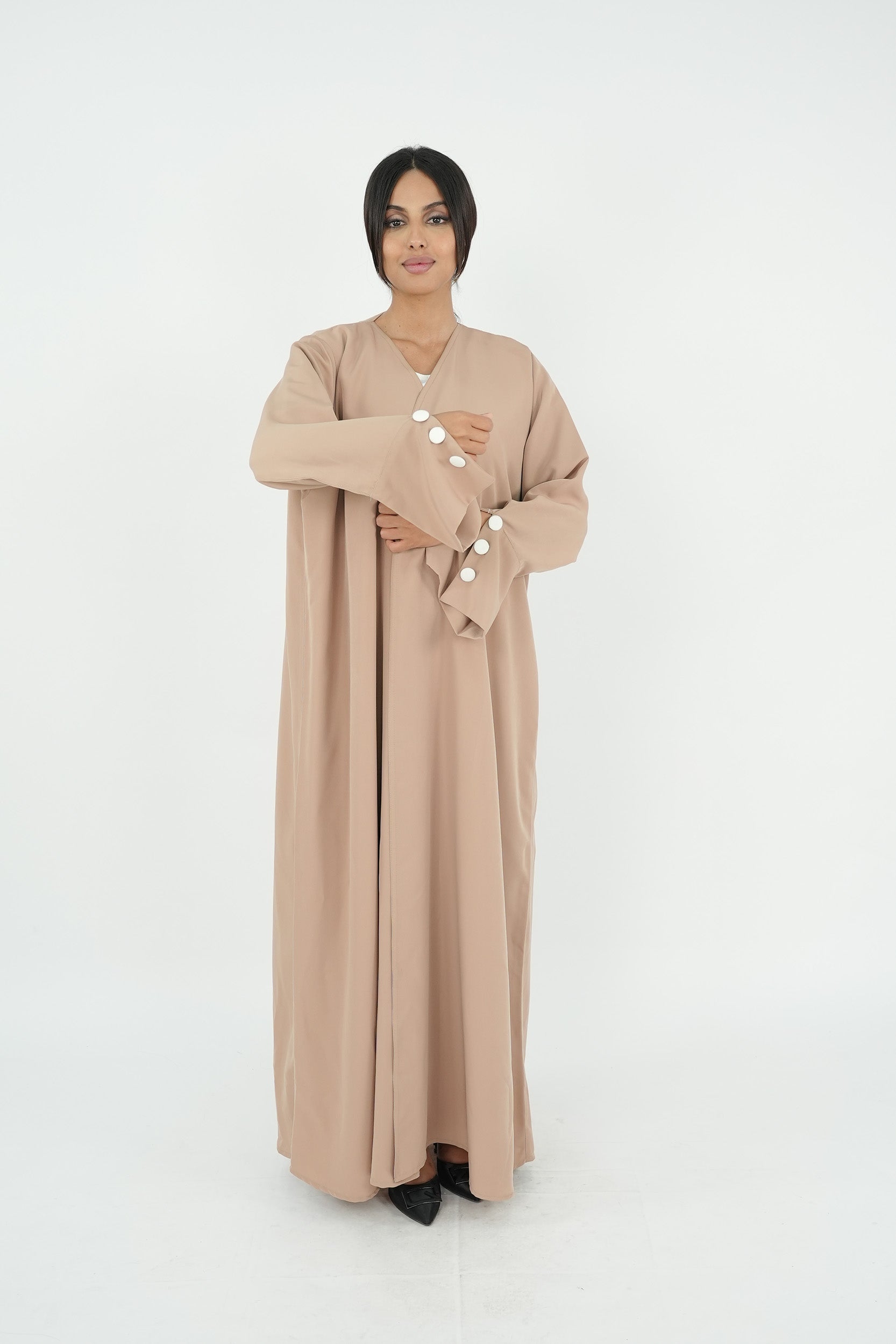Latte Button-Cuff Abaya