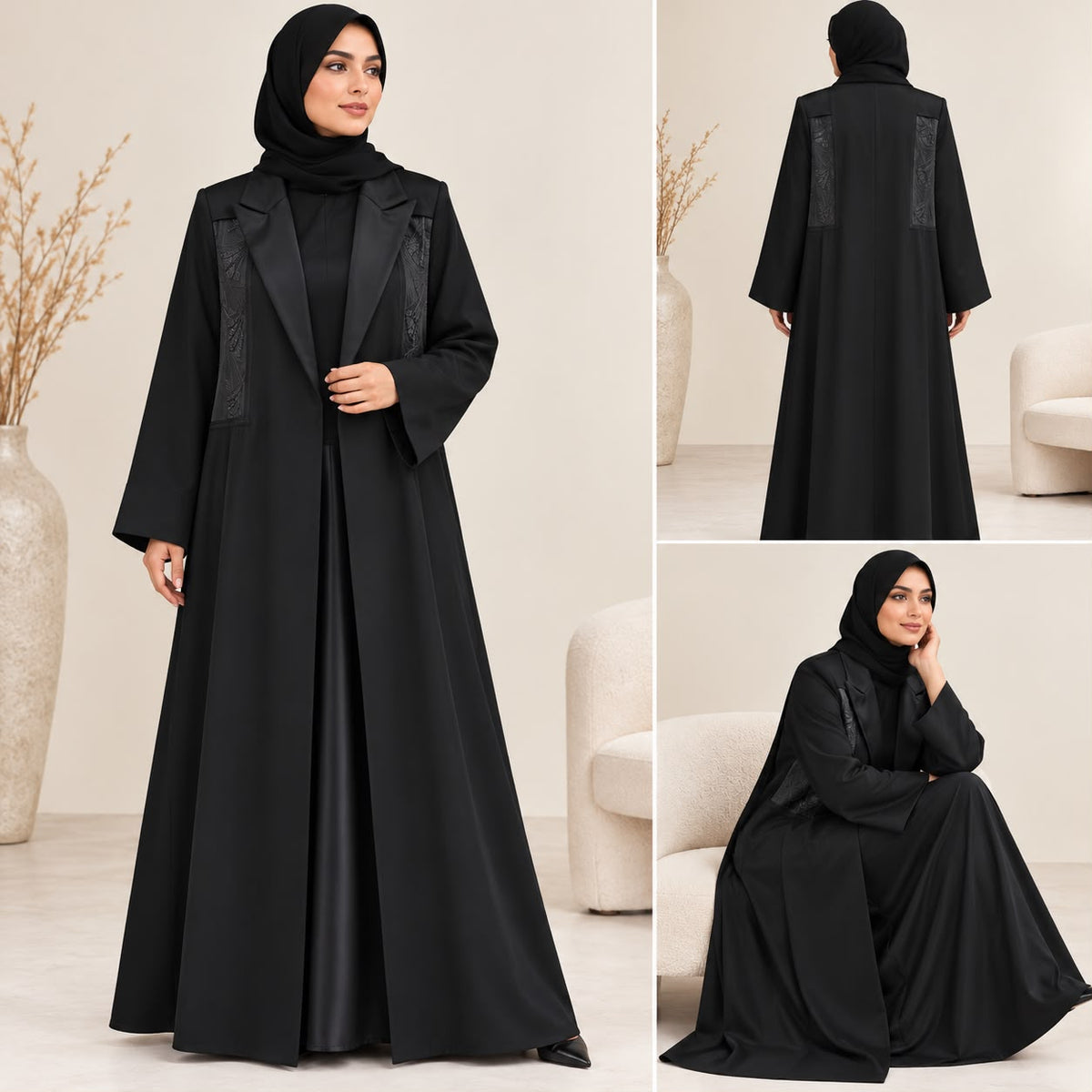 BE Noir Tuxedo Abaya BE