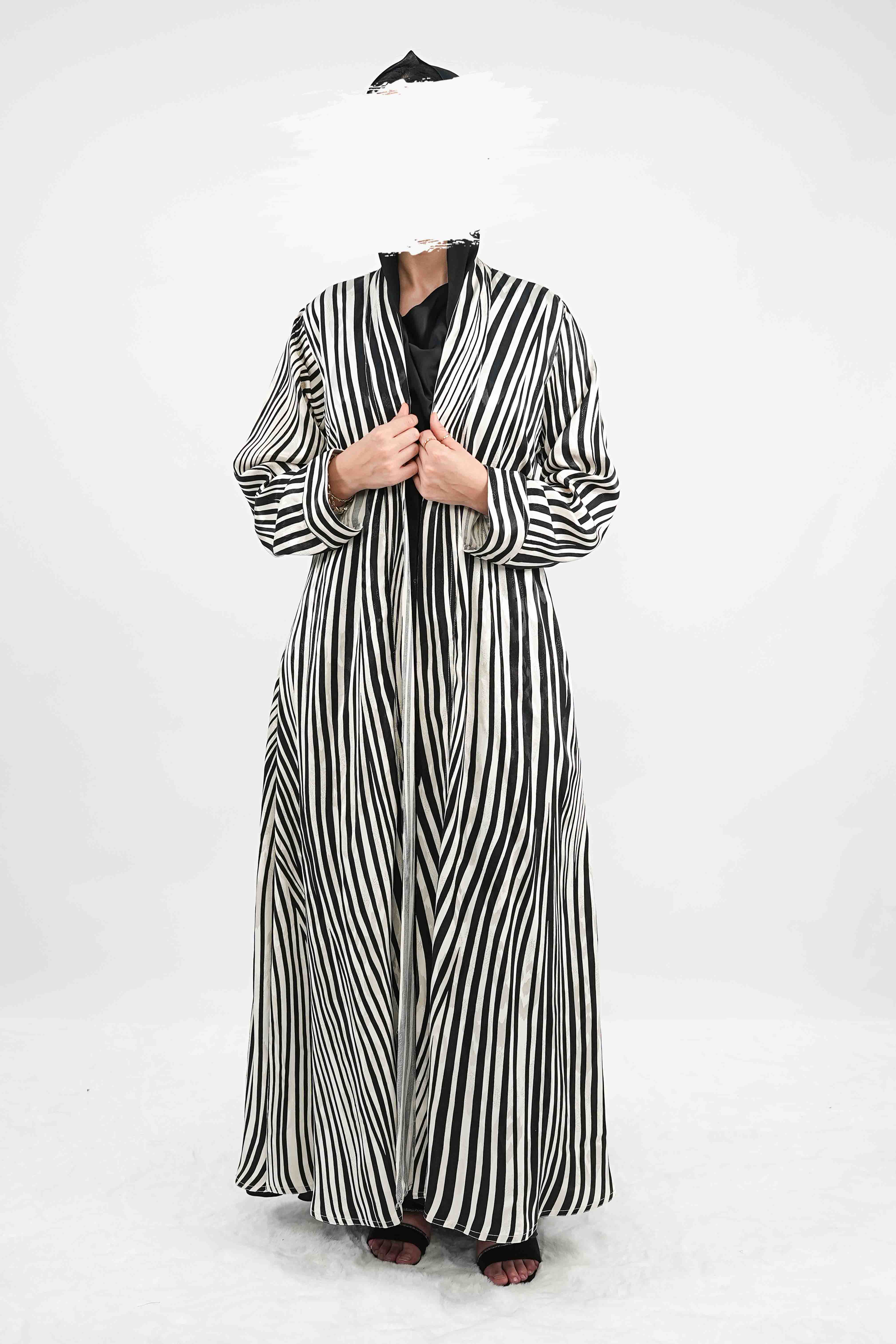 BE Monochrome Stripe Abaya 036 BE