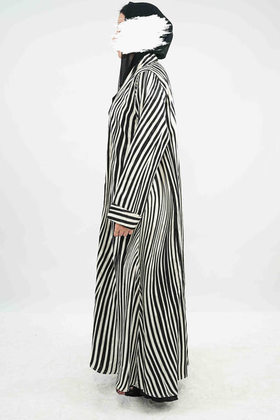 BE Monochrome Stripe Abaya 036 BE