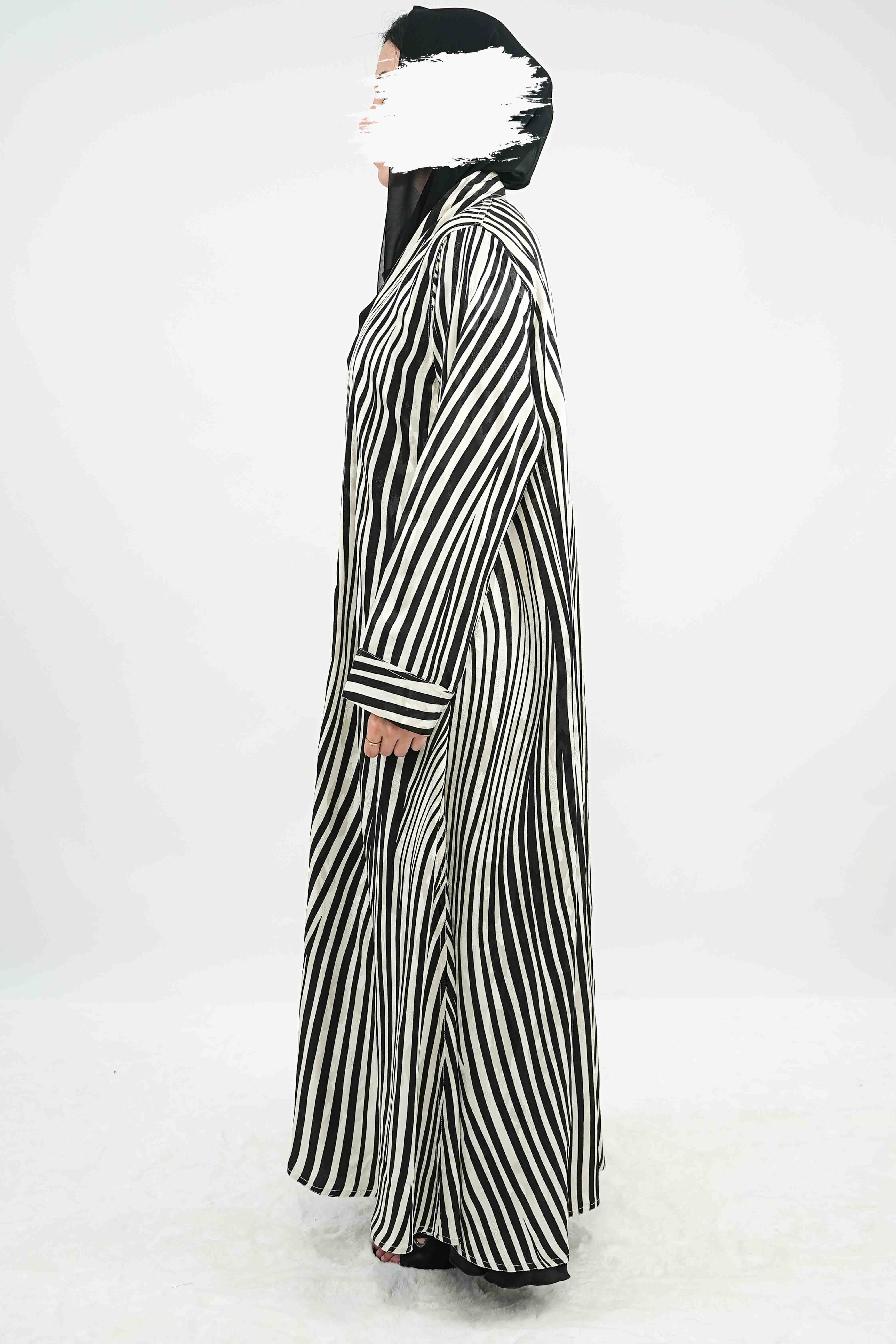 BE Monochrome Stripe Abaya 036 BE