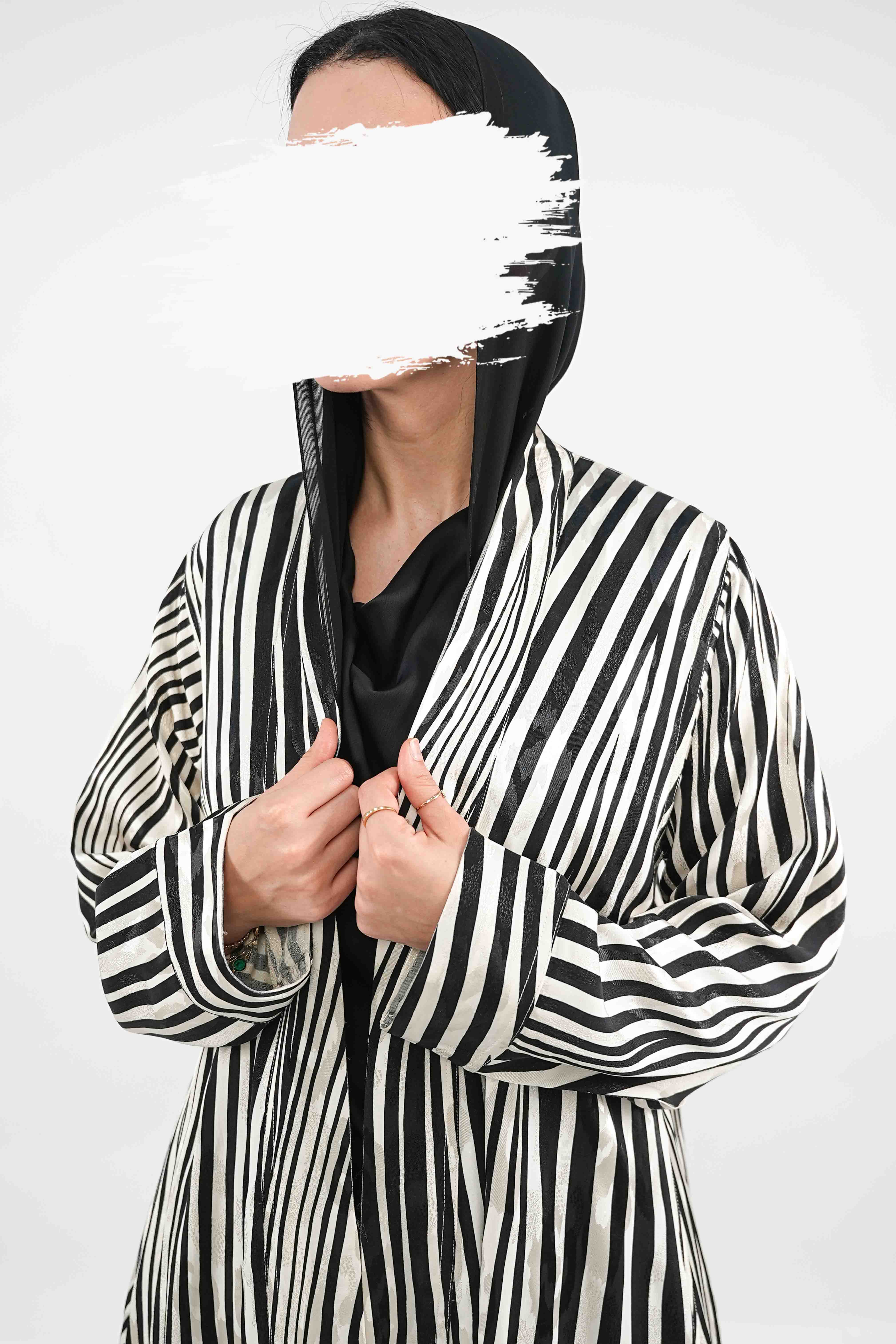 BE Monochrome Stripe Abaya 036 BE