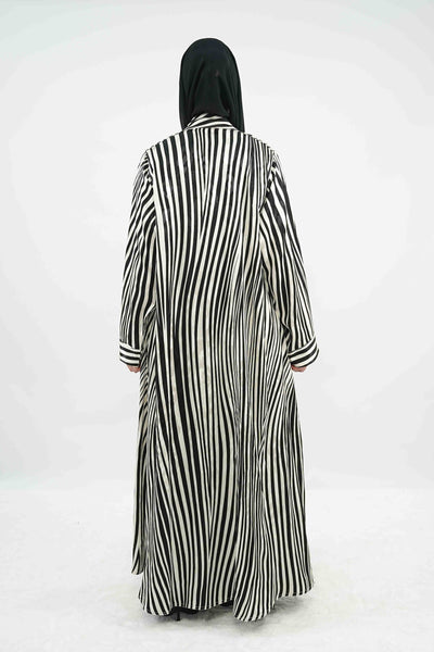 BE Monochrome Stripe Abaya 036 BE