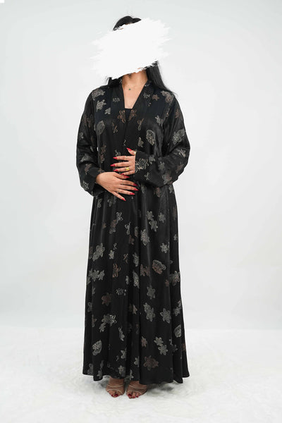 BE Metallic Floral Embossed Abaya 033 BE