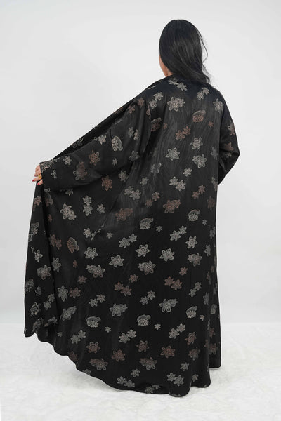 BE Metallic Floral Embossed Abaya 033 BE