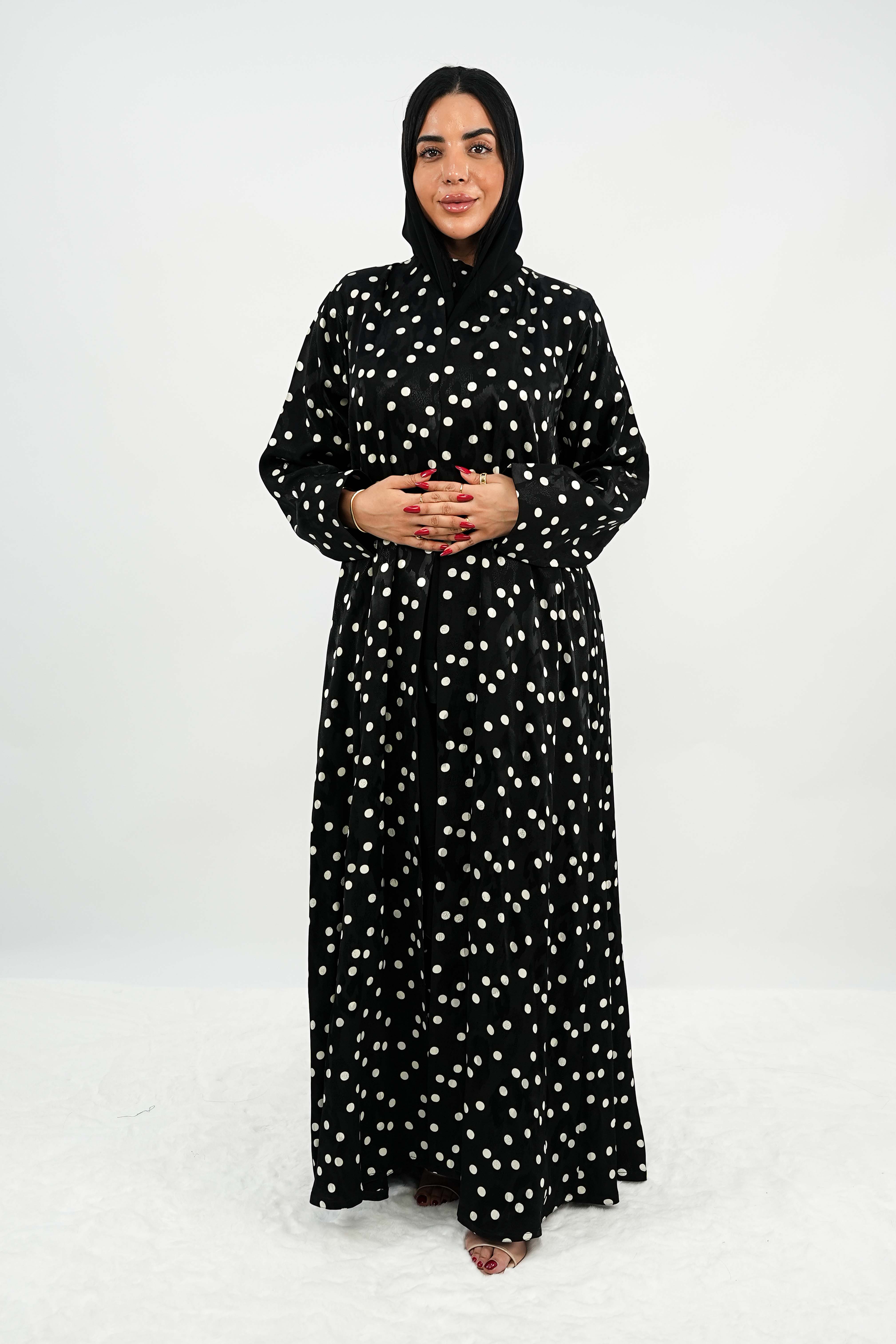 BE Retro Polka Jacquard Abaya 028 BE