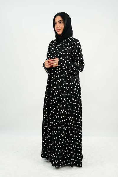 BE Retro Polka Jacquard Abaya 028 BE