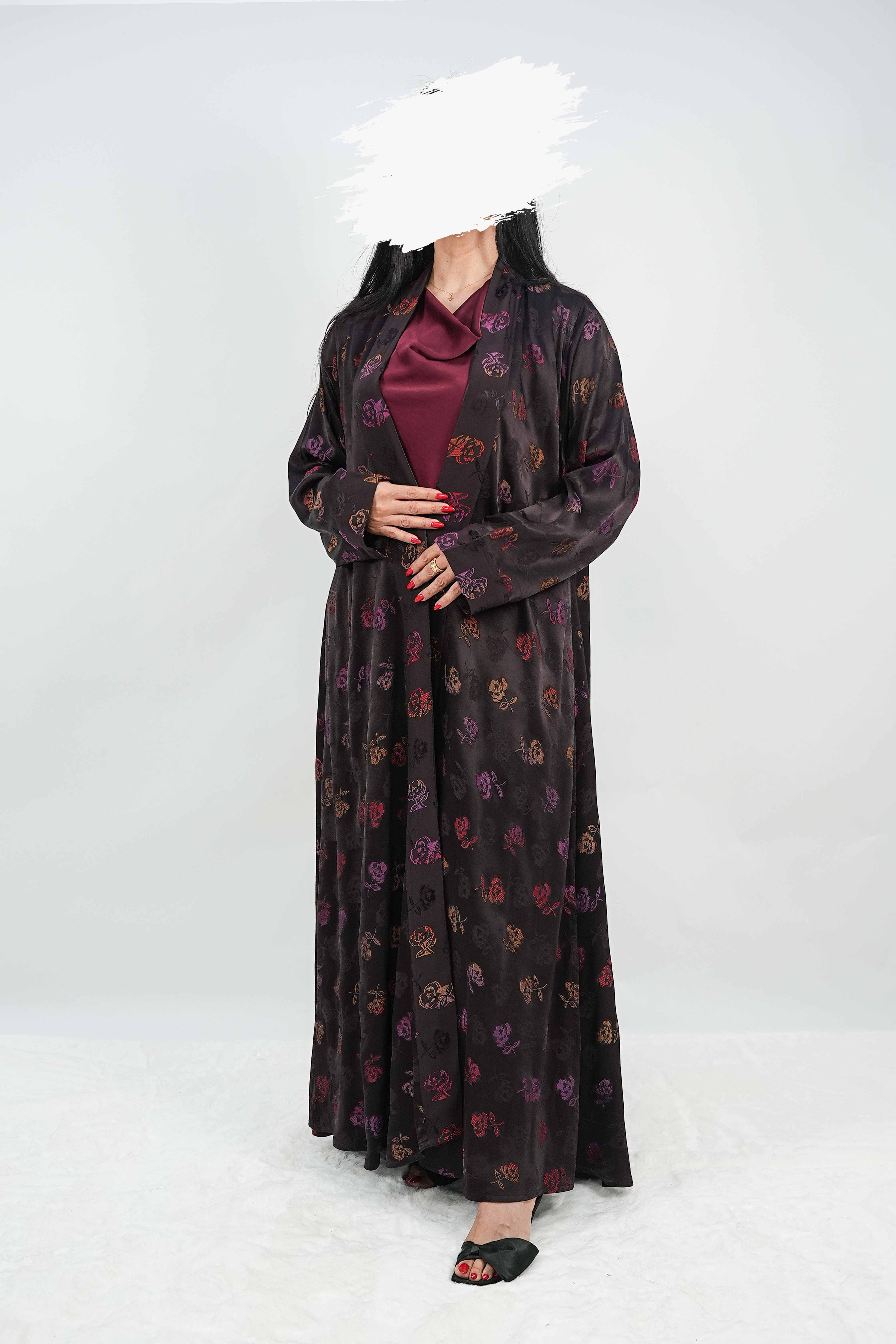 BE Multicolored Floral Jacquard Abaya 032 BE