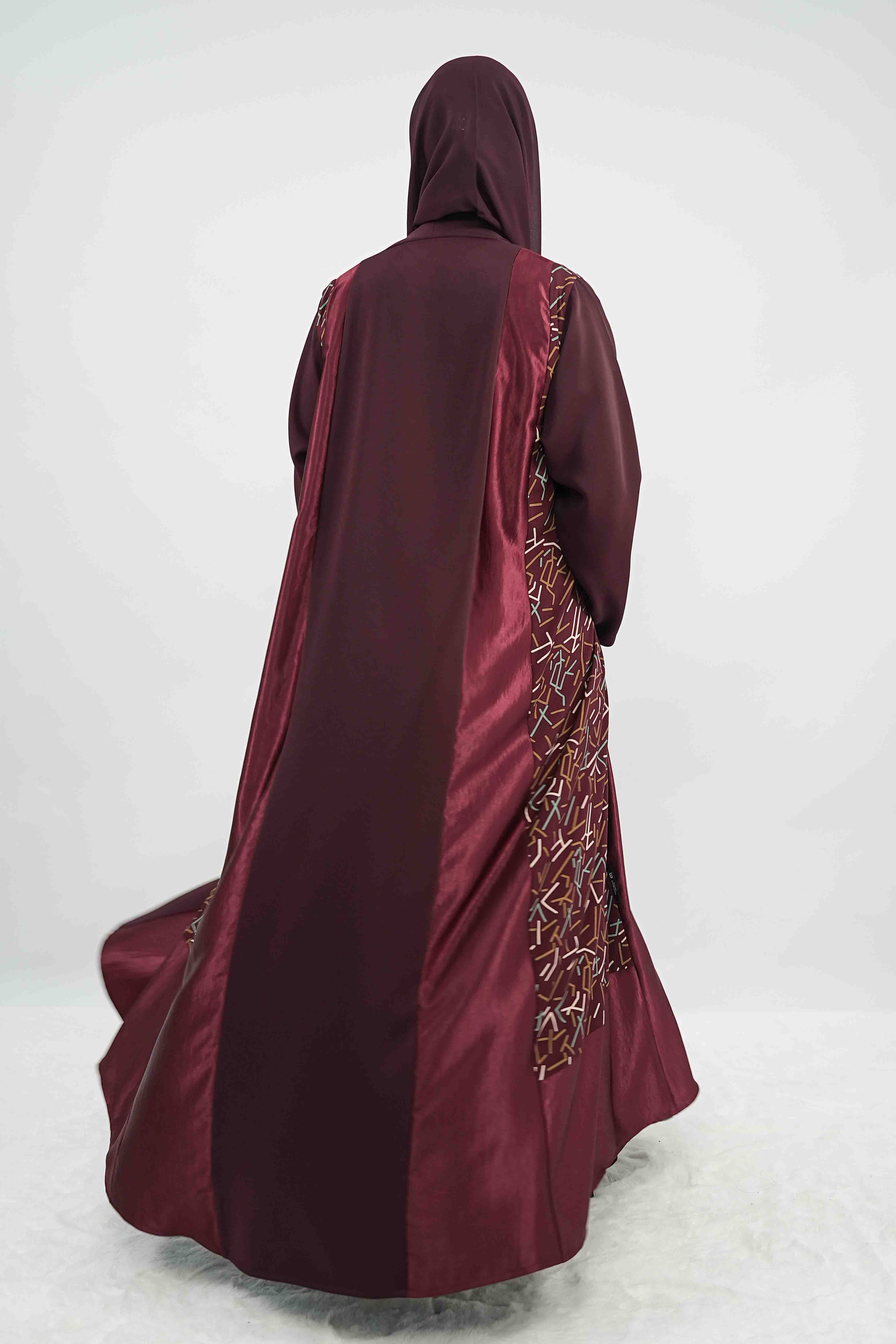 BE Maroon Mosaic Abaya 035 BE