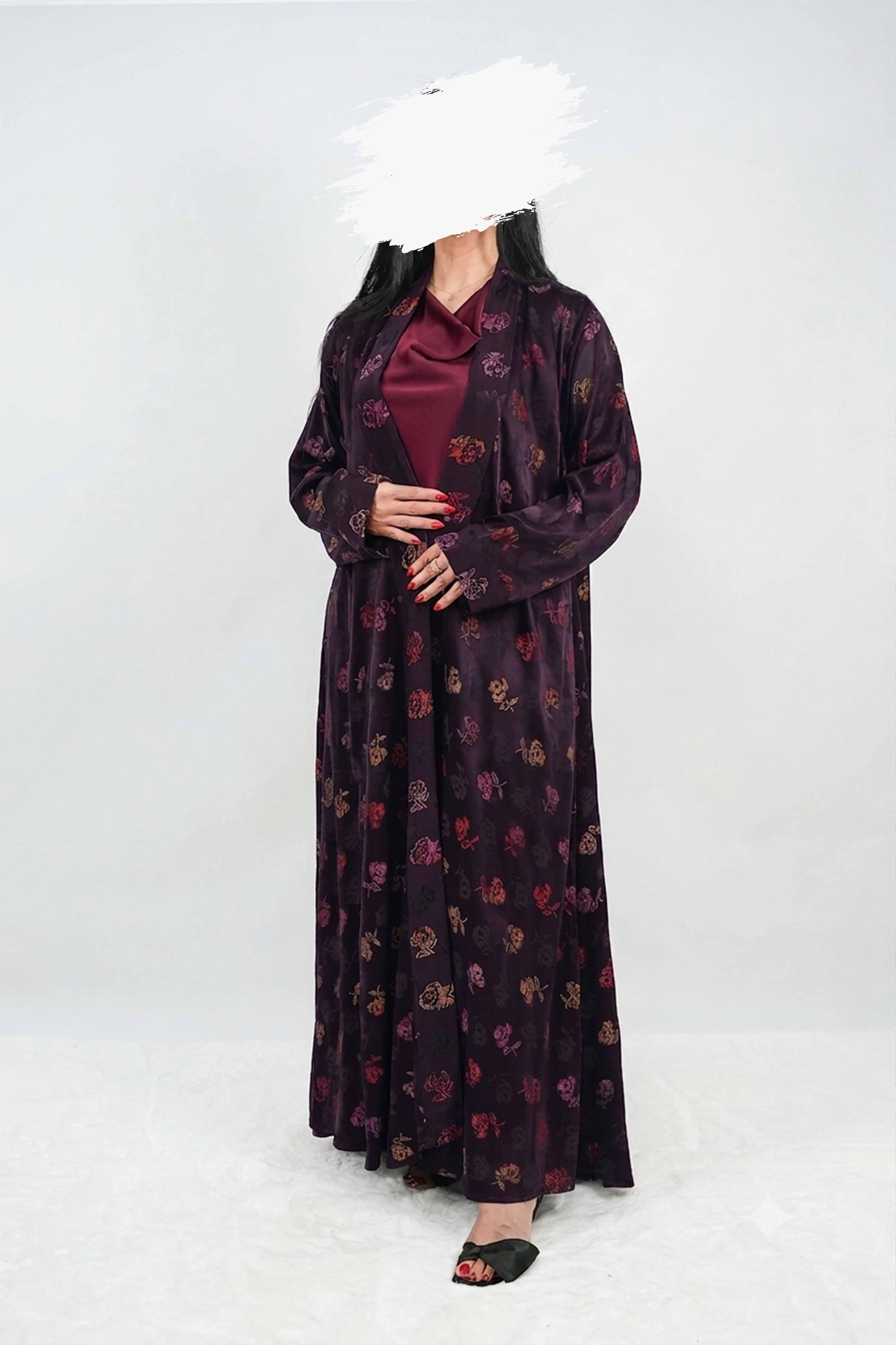 BE Multicolored Floral Jacquard Abaya 032 BE