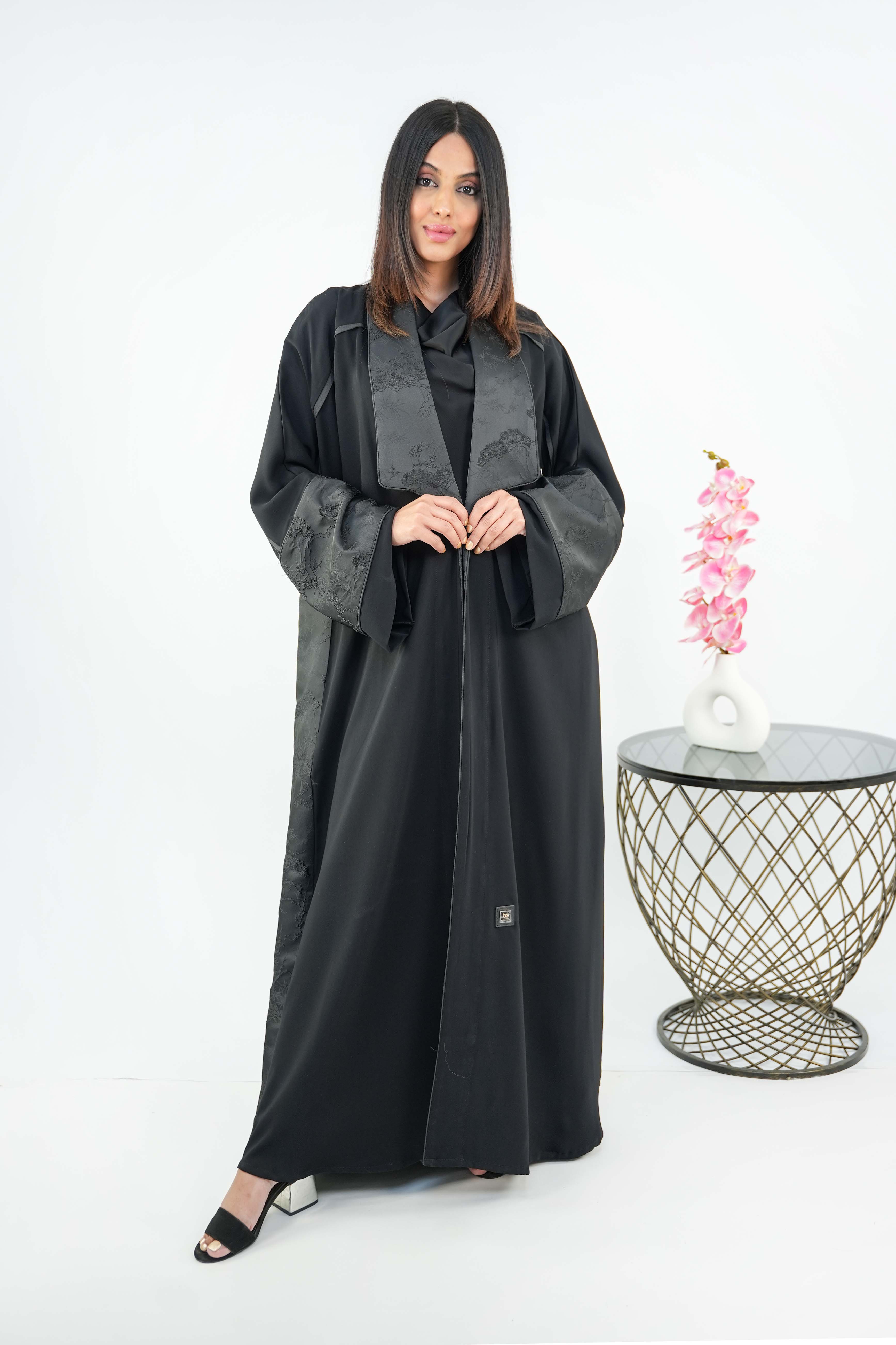 BE Jackard  flower Abaya 197