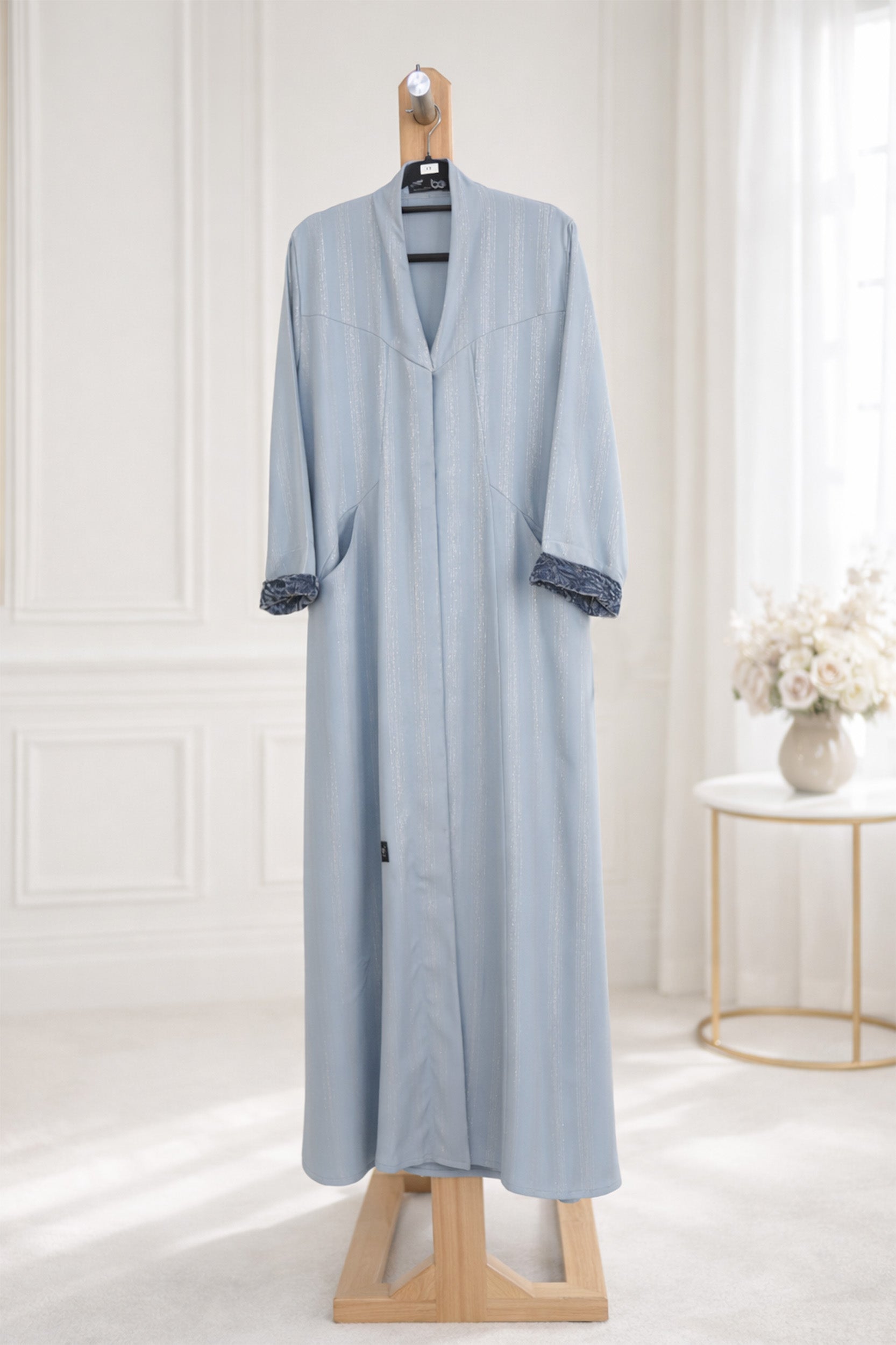 Midnight Velvet-Trim Abaya