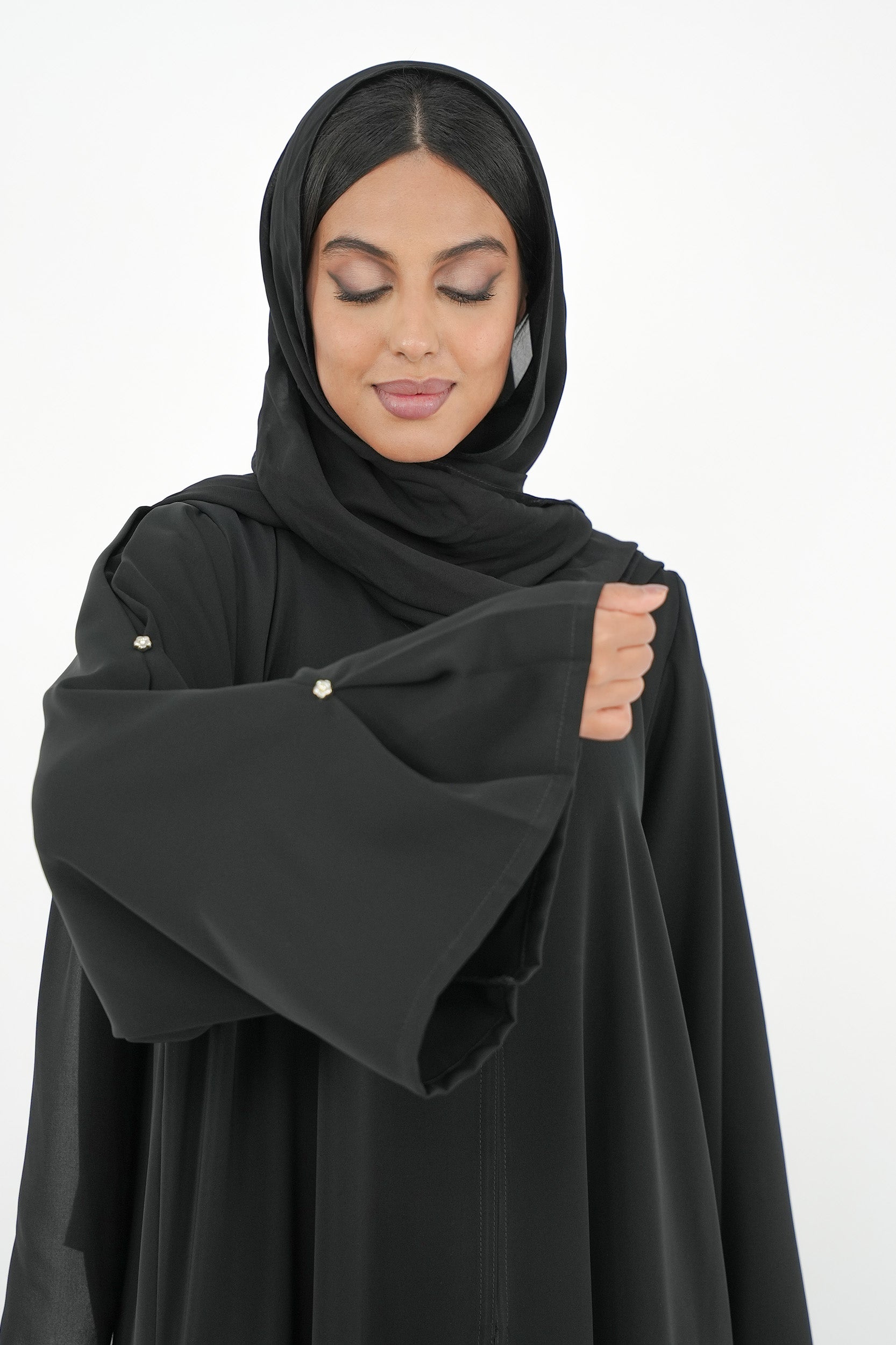 BE Crystal Button Abaya BE