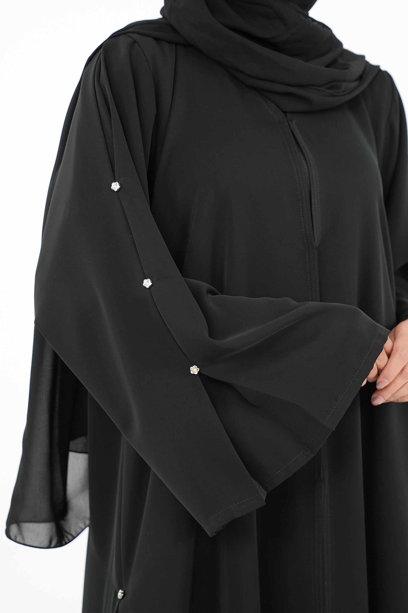BE Crystal Button Abaya BE