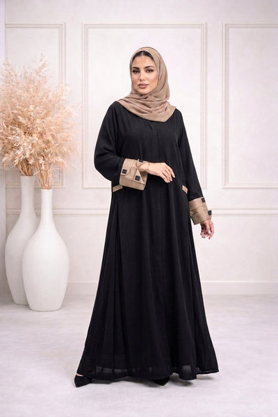 BE Maroon-Cuff Silhouette Abaya 020 BE