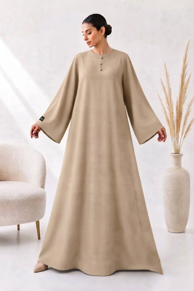 BE Buttoned Crew-Neck Color Abaya 024 BE