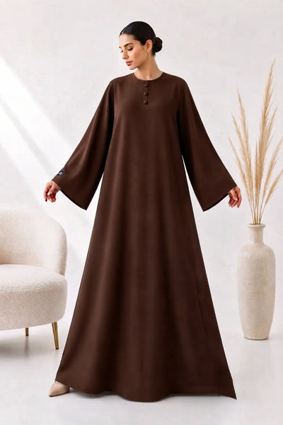 BE Buttoned Crew-Neck Color Abaya 024 BE