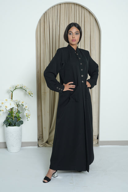 PLAIN ABAYA ( STYLE BUTTON / POCKET )