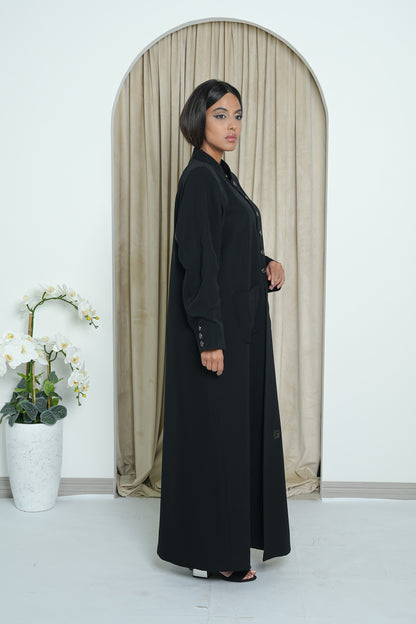 PLAIN ABAYA ( STYLE BUTTON / POCKET )
