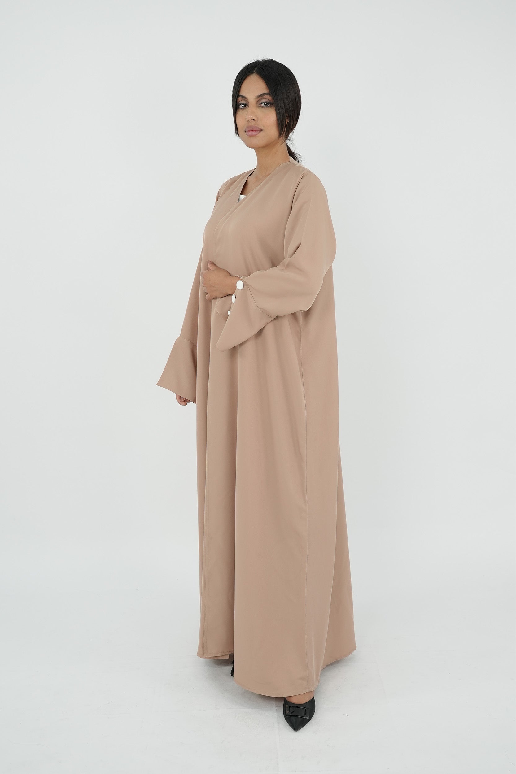 Latte Button-Cuff Abaya