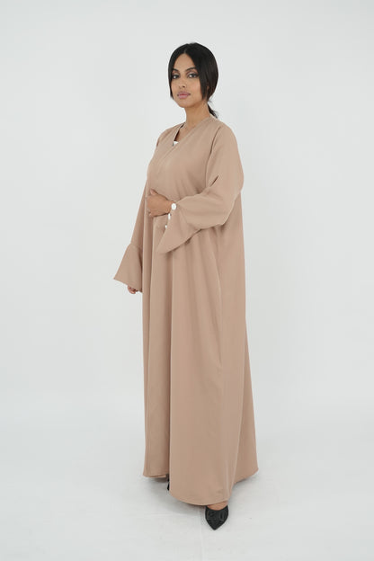 Latte Button-Cuff Abaya