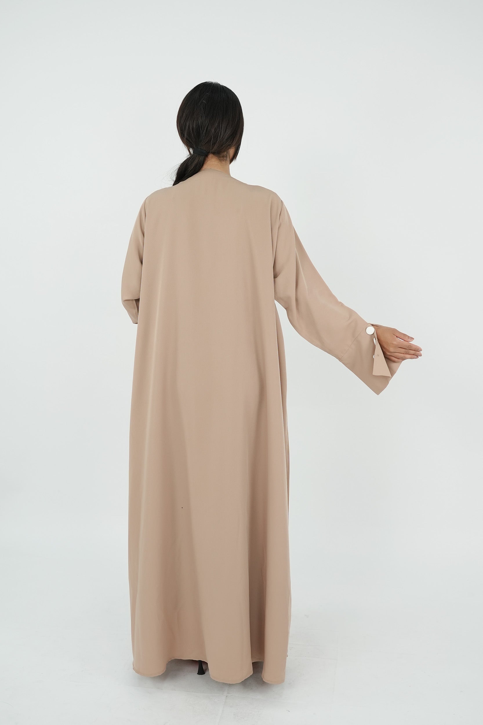 Latte Button-Cuff Abaya