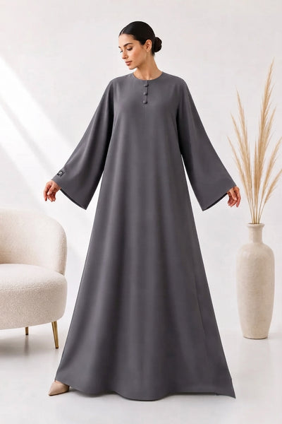 BE Buttoned Crew-Neck Color Abaya 024 BE