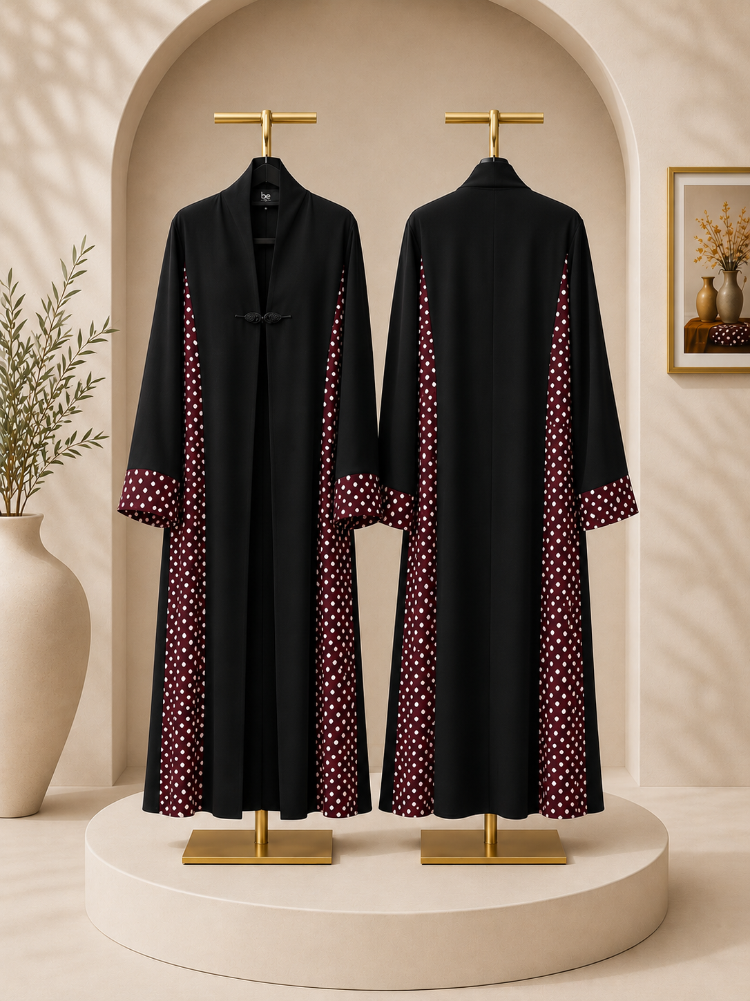 BE Polka Dot Abaya (Maroon) BE