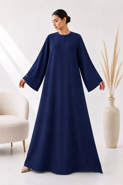 BE Buttoned Crew-Neck Color Abaya 024 BE