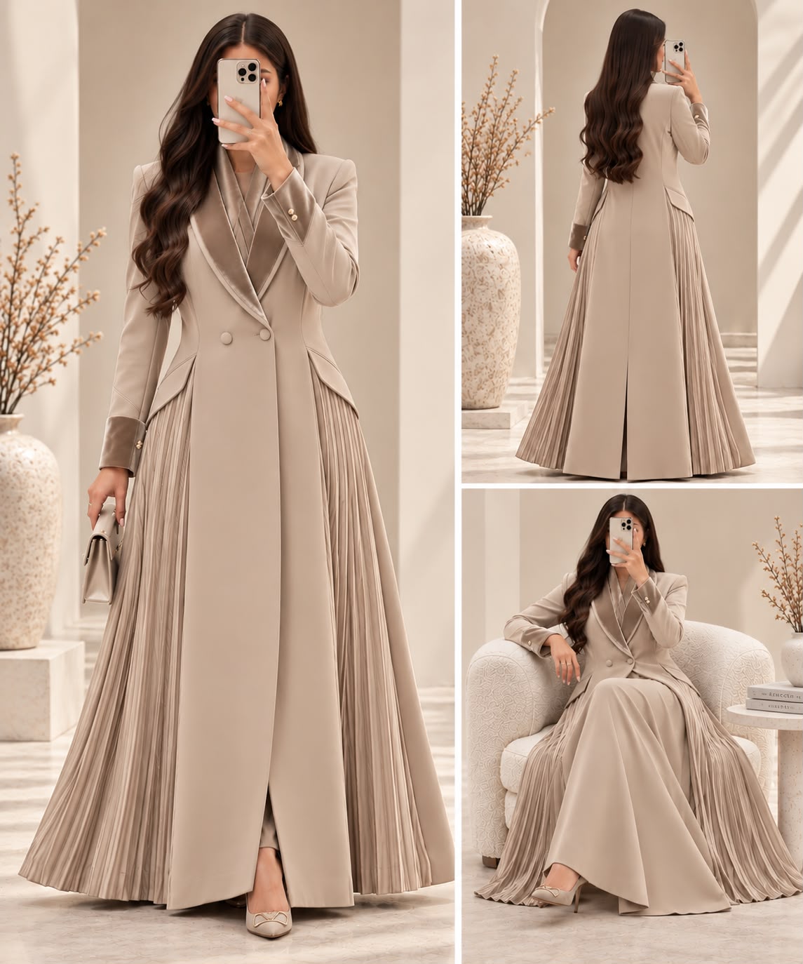 BE Pleated Tailored Blazer Abaya BE