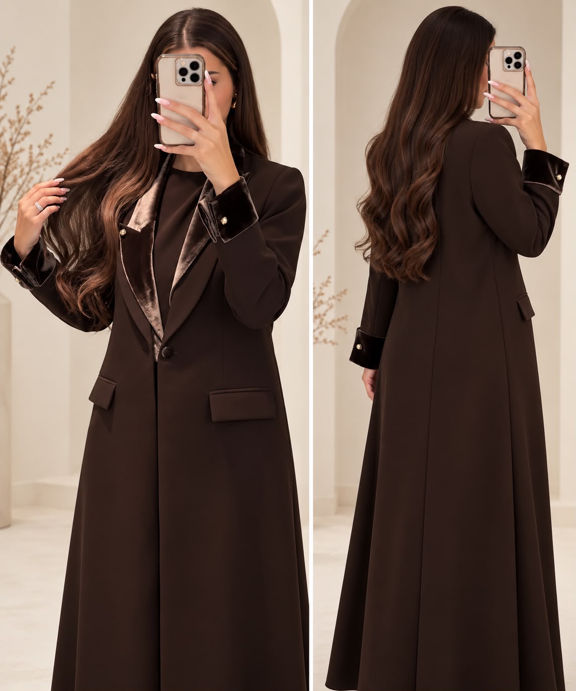 BE Espresso Velvet Blazer Abaya BE