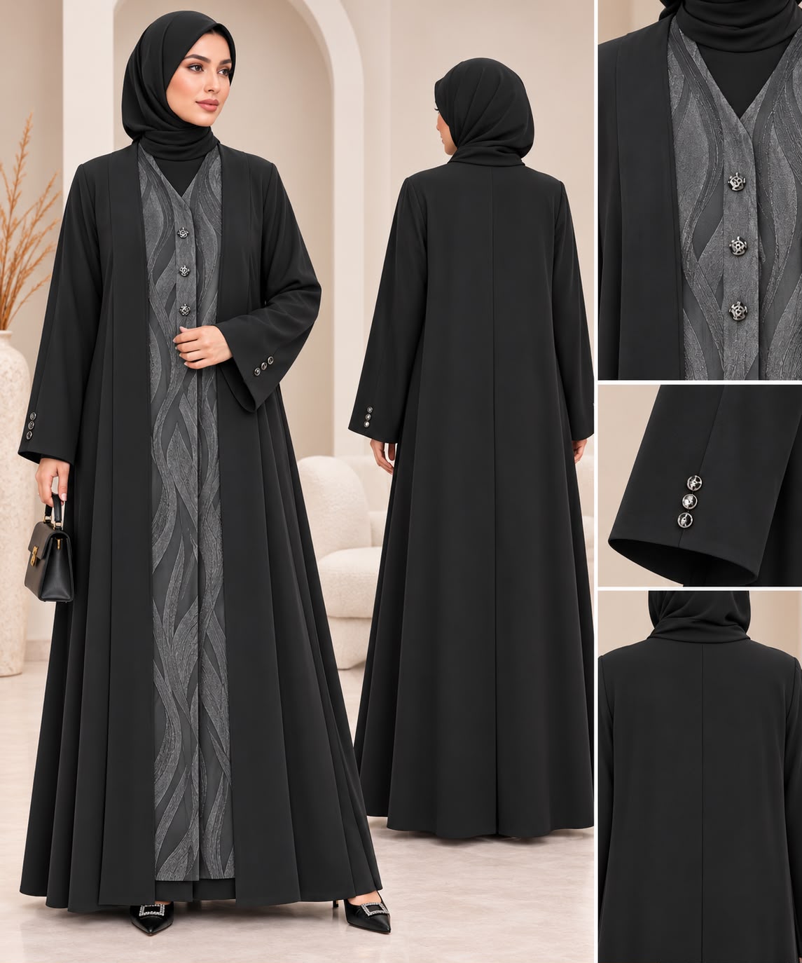 BE Onyx Layered Panel Abaya BE