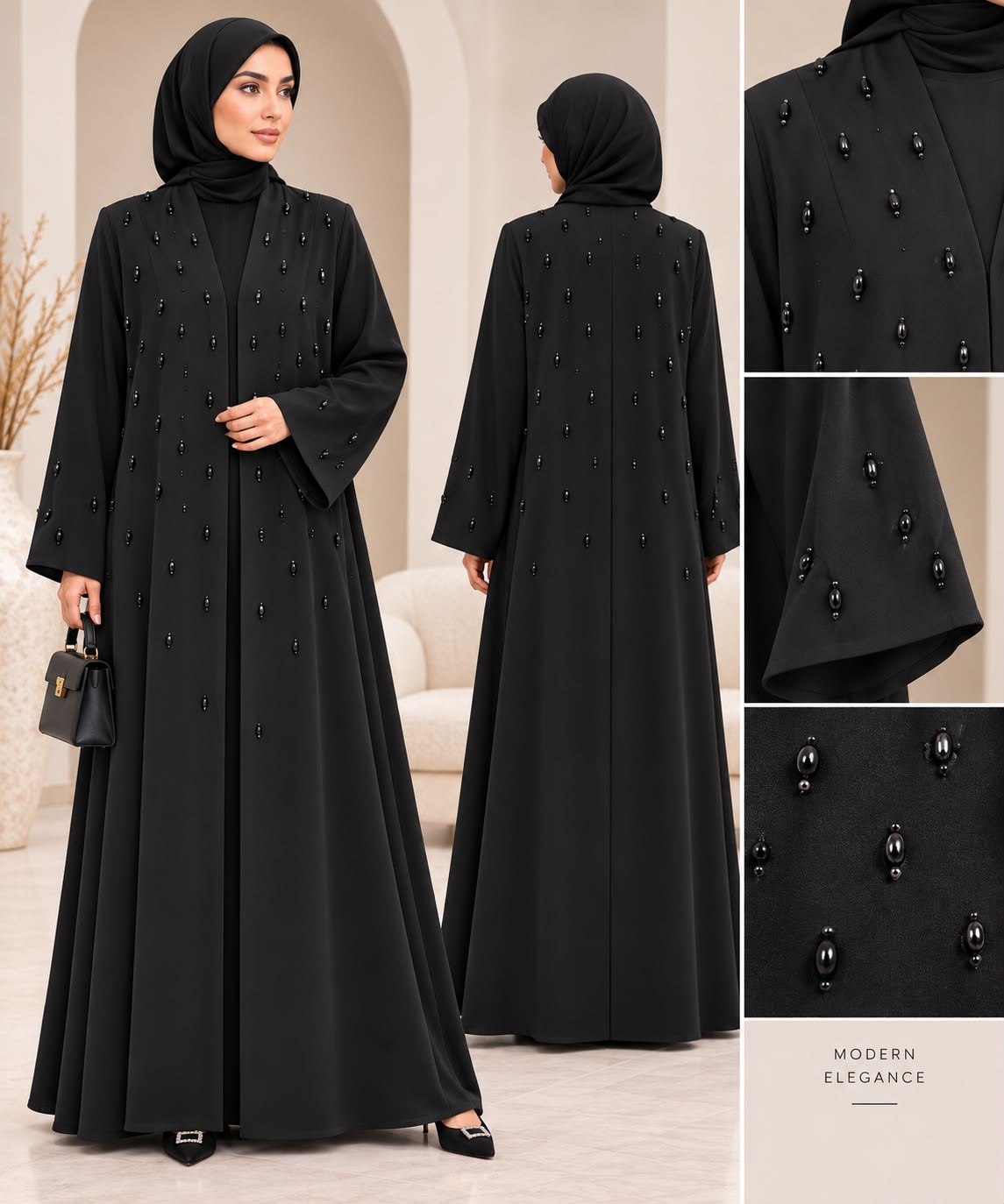 BE Midnight Pearl Open-Front Abaya BE